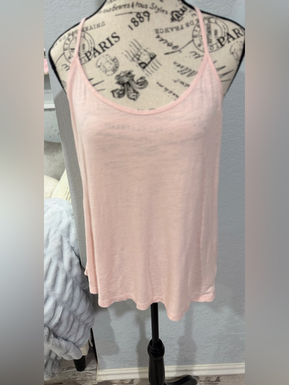 H&M Women’s Large Blush Pink Flowy Cami Tank Top | Lightweight Spaghetti Strap - Picture 2 of 7